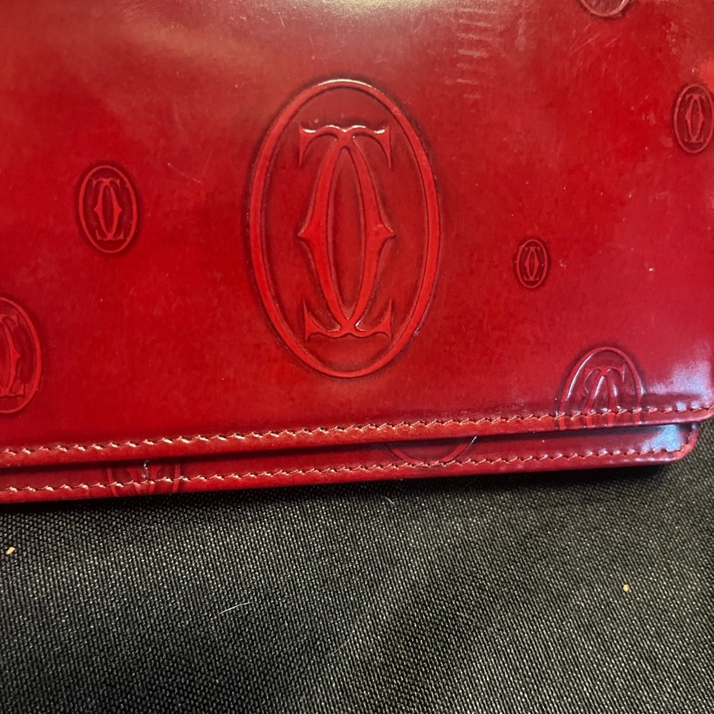 Cartier Happy Birthday Wine Red Embossed Wallet